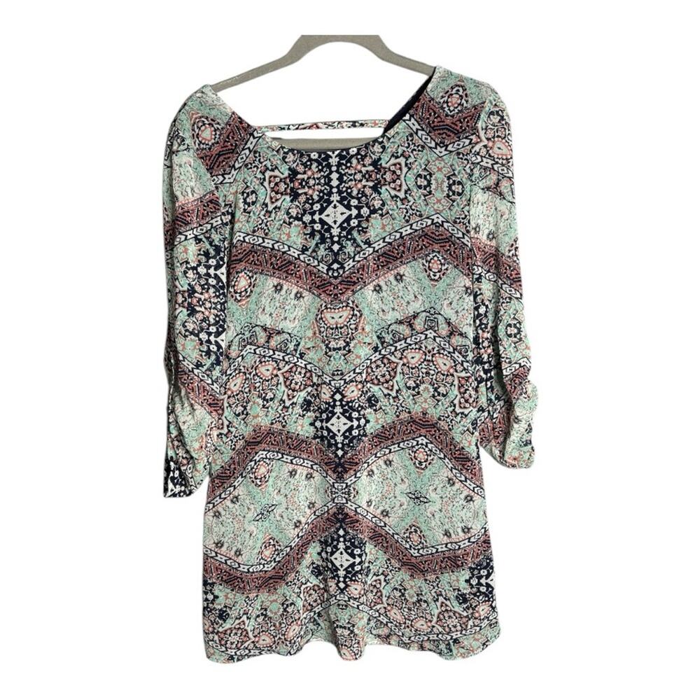 Speechless Multicolor Print Mini Dress Back Cutout Small